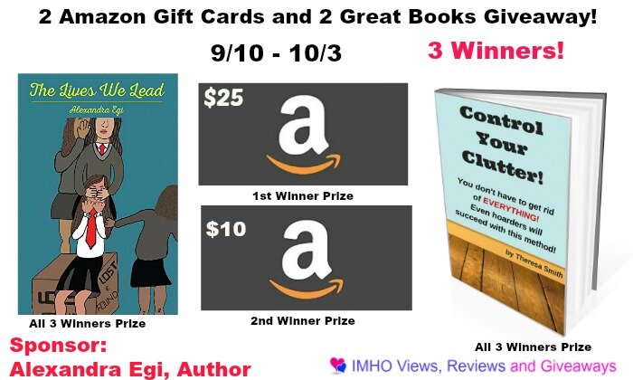 2 Amazon Gift Cards and 2 Great Books Giveaway ends 10-3