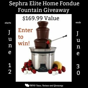 Sephra Elite Home Fondue Fountain Giveaway ends 6/30